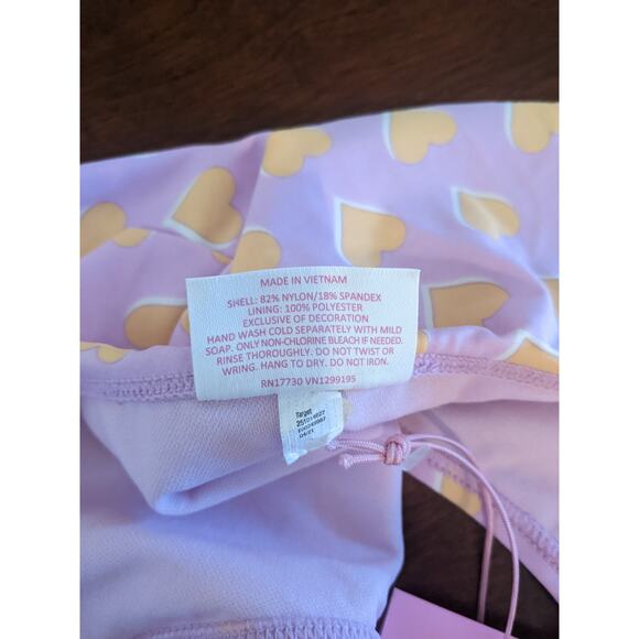 Stoney Clover Ruffle Bikini Bottom XS Pink Purple Orange Heart High Leg Swimsuit - Picture 5 of 14